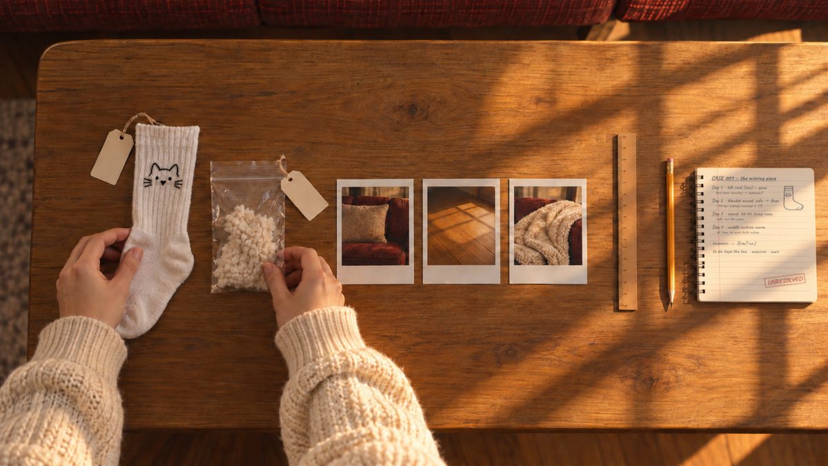 Evidence laid out on the coffee table